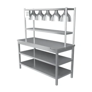 Service Table with Two Overhead Shelves