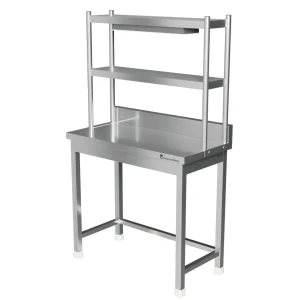 Service Table with Two Overhead Shelves & Food Warmer